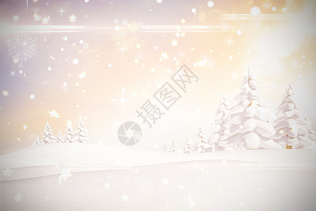 积雪降雪的复合图像计算机枞树风景橙子雪花树木蓝色星星环境辉光图片