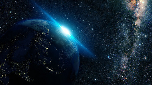 地球之夜气氛日出环境蓝色阳光天文学太阳科学光环轨道图片