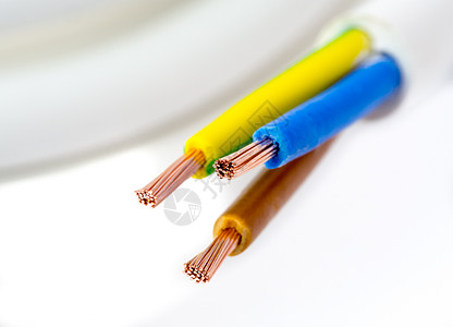 电线电缆铜缆导体白色棕色黄色宏观剥离金属力量辫子图片