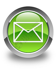 电子邮件图标光滑绿色圆环按钮玻璃状圆形插图信封互联网短信技术网络邮件邮寄图片