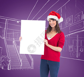 怀着海报的节日黑发草图购物中心假期计算机紫色女士女性羊毛头发手绘图片