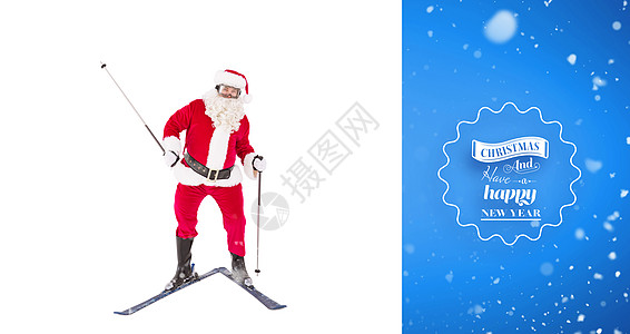 喜悦的圣坦萨克莱斯滑雪画像综合图象快乐喜庆男性贺卡主题蓝色假期运动计算机圆圈图片