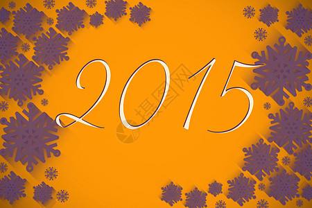 2015年复合图像橙子绘图草书紫色框架雪花计算机新年背景图片
