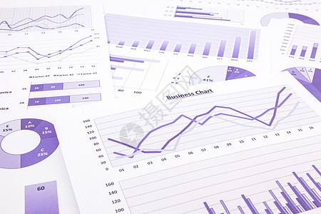 紫色商务图表 图表 数据和报告 总结回顾图片