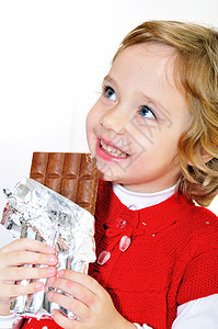 女孩和巧克力甜点高清图片素材