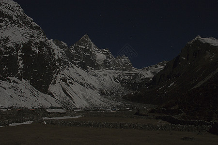 喜马拉雅首脑蓝色冰塔山脉天空房子地形日落农场顶峰图片