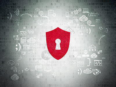 保护概念 数字背景的  盾牌与钥匙洞软件技术安全互联网政策数据犯罪图表锁孔战略图片