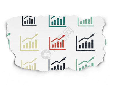 新闻概念 在撕纸背景上绘制增长图图标图片