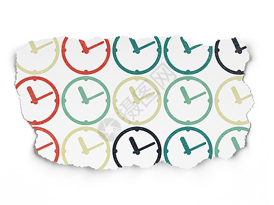 时间概念 刻纸背景上的时钟图标眼泪倒数手表展示边缘报纸日程白色小时历史图片