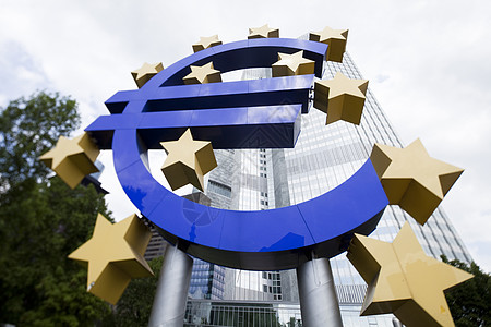 法兰克福欧洲央行欧元的欧元符号房地产办公室技术金融镜子市中心建造城市商业反射图片