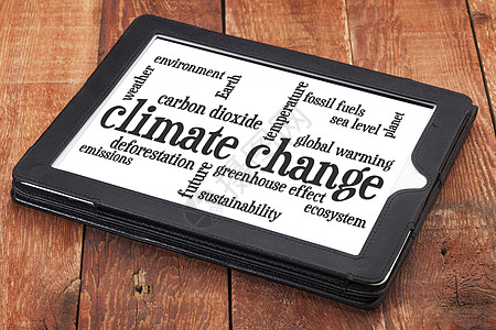 平板上气候变化字词云图片