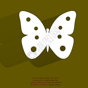 蝴蝶 使用长阴影和文字空间平整的现代网络按钮纸板装饰品卡片插图翅膀绘画创造力动物群雕刻礼物图片