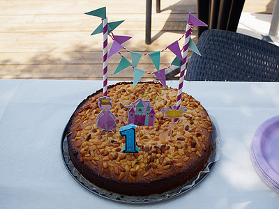 蛋糕上头一个生日蜡烛图片