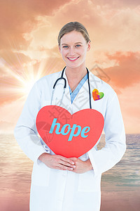 与魔海的日出对抗的希望女性磨砂膏综合症健康状况服务海洋护士紫色假期快乐图片