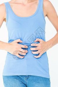 患有胃痛的妇女肚子身体牛仔裤经期疾病痛苦女士女性疼痛牛仔布图片