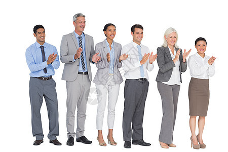 商业界人士举杯欢呼快乐女士合作伙伴职员掌声微笑合伙男人男性图片