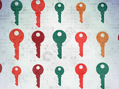安全概念 数码纸面背景的关键图标技术密码隐私犯罪网络数据程序保卫别针裂缝图片