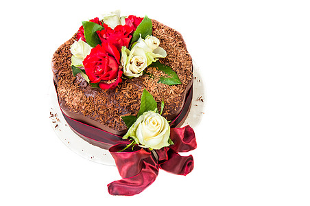 巧克力蛋糕和玫瑰图片