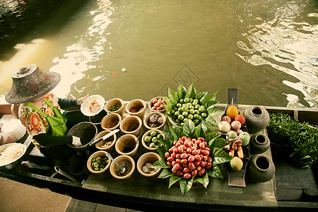 浮动市场 泰国水果香蕉生产旅游文化情调蔬菜运河购物女士图片