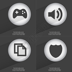 Gamepad Sound Copy 徽章图标符号 一组带有平板设计的按钮 矢量图片