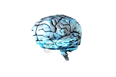 大脑综合图象科技技术器官绘图智力界面蓝色计算机辉光计算图片