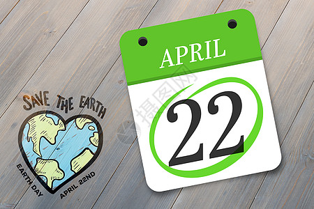 April 22号复合图像木头行星计算机地球绘图木板环境日历图片