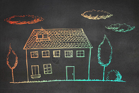 手绘房屋综合图象房子黑色计算机绘画绘图背景图片