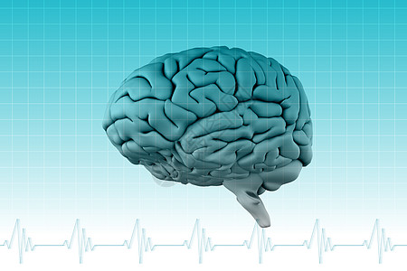 大脑综合图象白色波形绘图蓝色器官网格监视器电极计算机智力背景图片