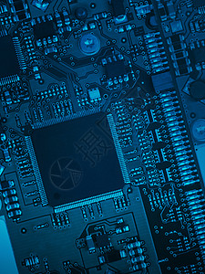 蓝母板视图主板逻辑板芯片电子技术底板平面板微电路蓝色图片