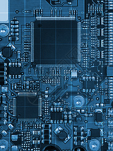蓝母板特写视图技术芯片母卡逻辑板蓝色主板微电路电子图片