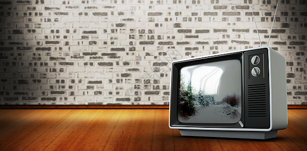 复变 Tv 的复合图像木头绘图森林地板计算机内衬房间砌体木地板电视图片