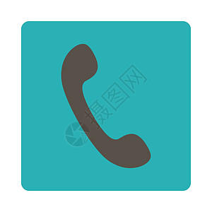电话矢量图标电话平面灰色和青青色电话号码热线图标拨号戒指电讯扬声器讲话青色背景