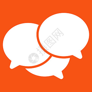 商务双色套装中的网络研讨会图标博客说话论坛短信讲话标签气球背景橙色气泡背景图片