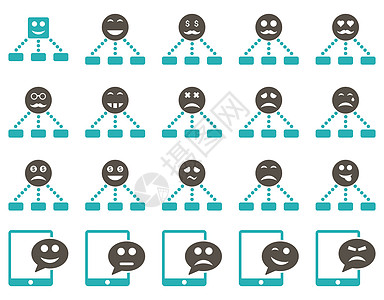 情感等级和短消息系统图标社会屏幕眼镜笑脸祖父字形男人短信流程图图标集图片
