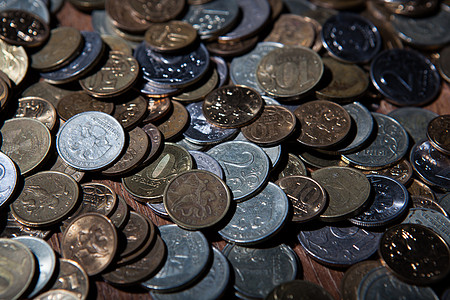 几小块俄罗斯卢布财富收益支出统计收费预算钱袋现金养老金硬币图片