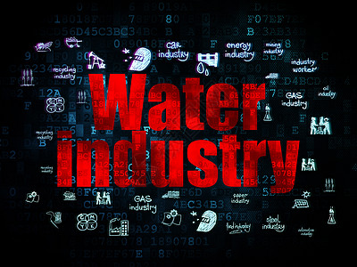 工业概念 以数字背景为背景的水产业活力植物工程辉光气体代码数据工厂建筑创新图片