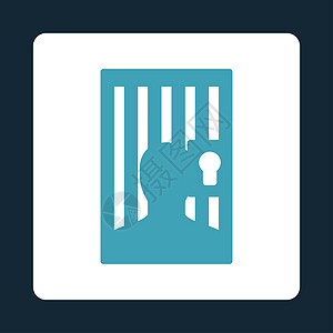 监狱犯人监狱图标锁孔正方形警卫蓝色法官惩罚背景犯罪圆形刑事背景