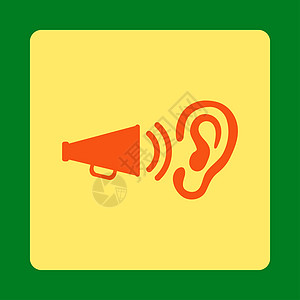 广告图标绿色演讲放大器橙色收音机喇叭说话播送耳朵公告图片