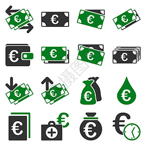 欧元银行业务和服务工具图标商业生态信用气泡情况金融诊所公文包硬币环境图片