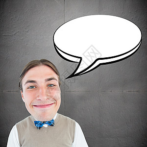书呆子微笑的复合形象纹理话框沟通灰色讲话水泥男人男性演讲商务图片