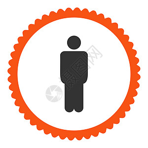 男生图标男性平橙色和灰色圆形邮票图标角色丈夫数字员工社会性格身体成人成员顾客背景