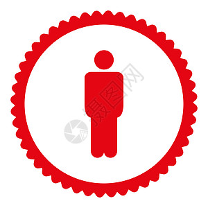 红红色平面邮票图标性格数字成人男性海豹经理用户角色反射客户图片