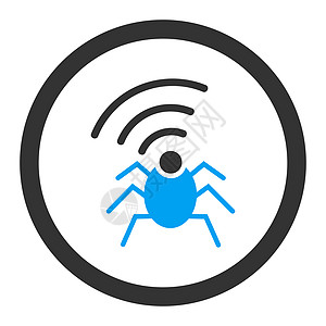 平蓝色和灰色的无线电间谍窃听器安全隐私圆形天线间谍代理人上网蓝色秘密工具图片