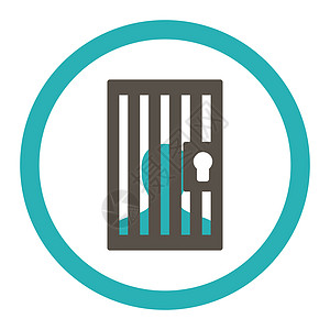 监狱平面灰色和青青色青色房间惩罚法官犯罪框架圆形锁孔法律囚犯图片