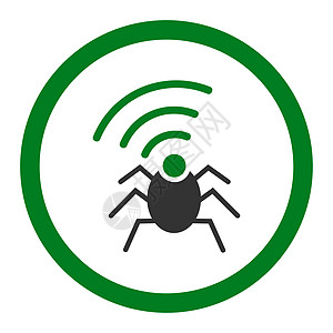 无线电间谍窃听器平面绿色和灰色匿名天线信号犯罪上网漏洞间谍技术播送高科技图片