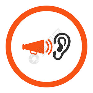 平平橙色和灰色广告横圆形图形图标嗓音扬声器音乐放大器说话警报推广收音机扩音器播送图片