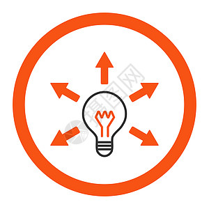 Idea 平平橙色和灰色四面形图标创新辐射指导解决方案电气玻璃技术力量暗示经营图片