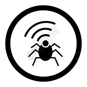 无线电间谍窃听器平面黑色整形 glyph 图标代理人昆虫安全漏洞隐私信号圆形收音机天线播送图片