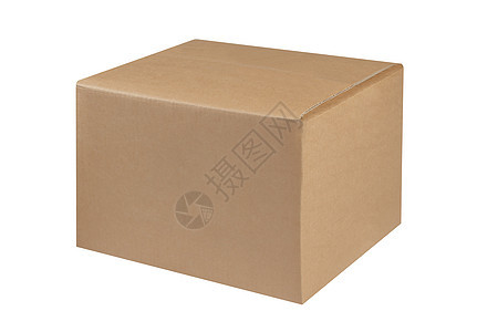 封闭式纸板盒绑在白色背景上并被隔离包装棕色配送货运仓库礼物正方形商业空白纸盒图片