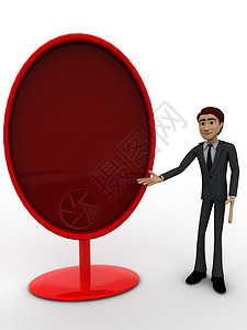 3D男子 红色大奥华形状镜形概念头发领带白色管理人员椭圆形棕色外套镜子图片